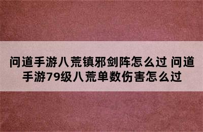 问道手游八荒镇邪剑阵怎么过 问道手游79级八荒单数伤害怎么过